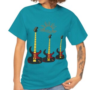 Retro Guitar Vibes Unisex Heavy Cotton Tee  Music Lover Gift Casual Wear Festival Tee Band Merchandise Vintage Design
