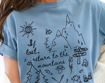 Comfort Colors Hiking Shirt for Her, Mountain Graphic Tee, Gift for Hiker - Woman, Camping Tshirt, Nature Lover Gift