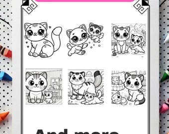 Cute Cat Coloring Pages | Printable Kitten Coloring Book | 20 Adorable Cat Illustrations for Kids & Adults | Instant Download