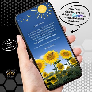 Sonnige Genesungswünsche – eCard, digitale animierte Grußkarte zur Genesung, personalisierbare Canva-Vorlage, Sofort-Download