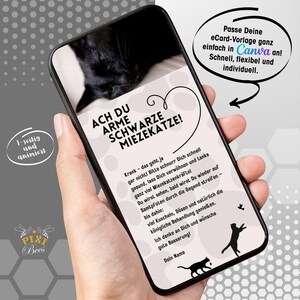 Pauvre chaton – Carte virtuelle, carte de vœux numérique animée avec vœux de rétablissement, modèle Canva personnalisable, téléchargement instantané, bon rétablissement