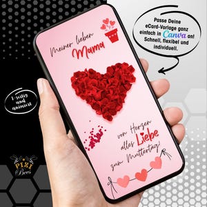 Para mi querida mamá: tarjeta electrónica, tarjeta digital para el Día de la Madre, plantilla animada personalizable de Canva, descarga instantánea