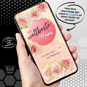 Un beso grande: tarjeta electrónica, tarjeta digital para el Día de la Madre, plantilla animada personalizable de Canva, descarga instantánea