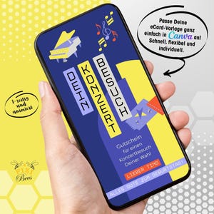 Tu visita al concierto: tarjeta electrónica, cupón digital, MP4 animado, plantilla Canva personalizable, descarga instantánea