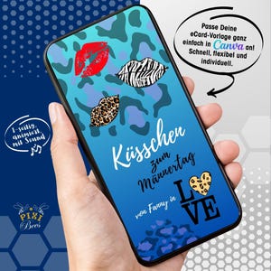 Küsschen zum Männertag – eCard, digitale Grußkarte zum Männertag, MP4-animiert mit Sound, personalisierbare Canva-Vorlage, Sofort-Download