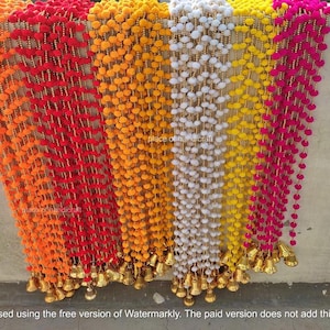 Pom Pom Garland: Indian Wedding Decor, Mehndi Haldi Sangeet Backdrop