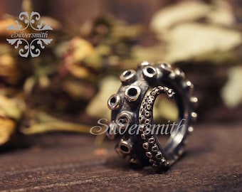 Octopus Tentacle 925 Silver Ring