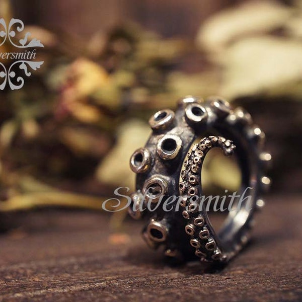 Bague en argent 925 tentacule de poulpe