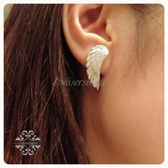 [wingbling] 925Silver☆Aliche-to-way Earrings 925 Sterling Silver Wings Hook Earrings, Chic Wing-shaped