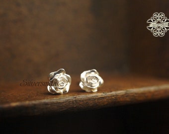 Rose 925 Sterling Silver Earrings  (S)