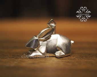 Origami Hase 925 Sterling Silber Anhänger