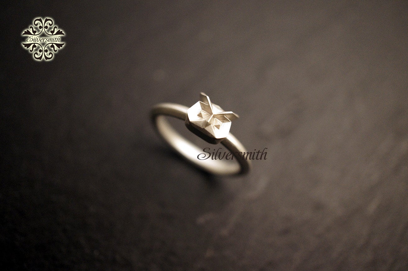 925 Sterling silver Geometric Owl Ring