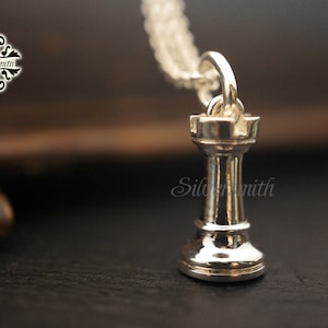 NEW! The 925 Sterling Silver Rook Chess Pendant