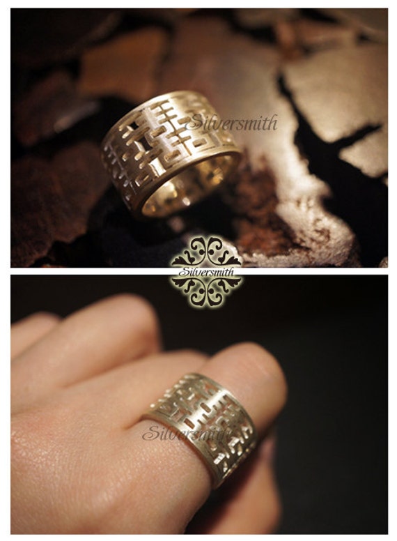 Double Happiness 925 Sterling Silver Ring Etsy