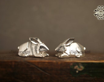 NEW! 925 Sterling Silver The Origami Rabbit Stud Earrings