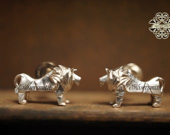 NEW! 925 Sterling Silver The Origami Lion Stud Earrings