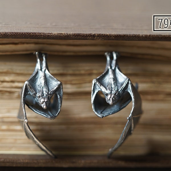Pendientes de murciélago de plata de ley 925