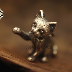 NEU! 925 Sterling Silber Der 3D Verspielte Katzen Anhänger