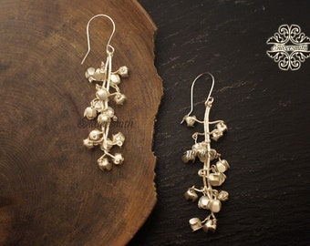 Baumelnde Glockenblumen 925 Sterling Silber Ohrringe