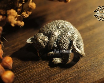 NEW! 925 Sterling Silver - The 3D Curly Cat Pendant