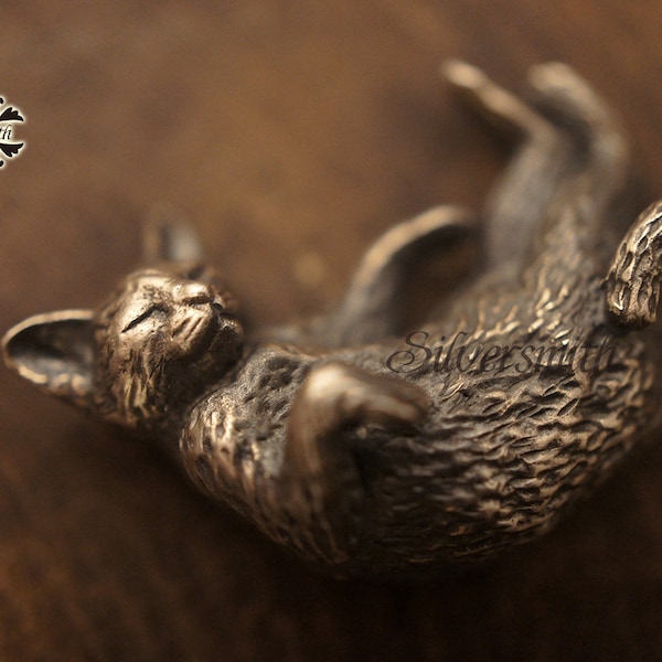 NIEUW! 925 sterlingzilver - 3D-hanger slapende kat