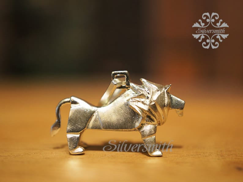origami Lion 925 Sterling Silver Pendant P304