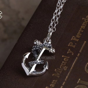 Anchor with Octopus 925 Sterling Silver Pendant