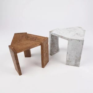 Decorative stool made of solid wood - white or natural finish