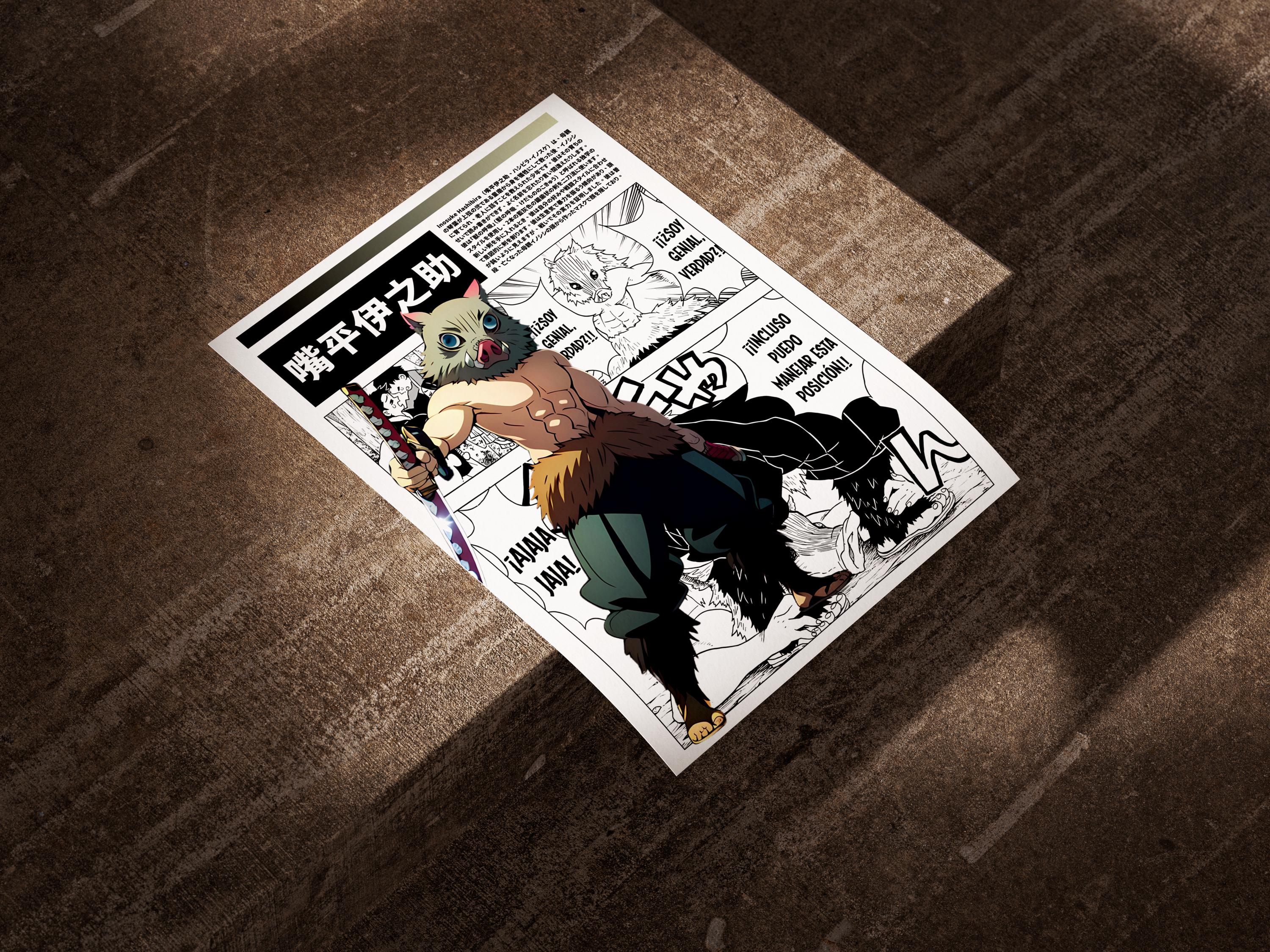 Affiche Métallique Displate Demon Slayer - Heroes Hashira Inosuke - Déco Murale Anime 32x45 Cm, Montage Magnétique Sans Perceuse