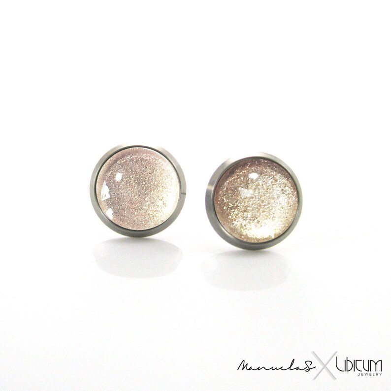 Pure Titanium Earrings for sensitive ears Beige tan Gold Etsy