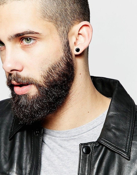 BESTSELLER Men's TITANIUM black earring Black stud Etsy