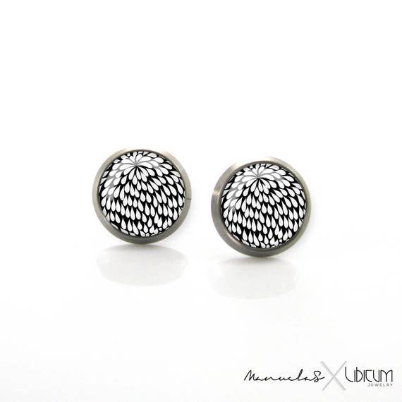 Pure Titanium Jewelry Earrings for sensitive ears Studs Black Etsy
