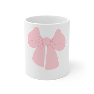 Pink Bow Mug, Cute Coffee Cup, Tea Mug, Ceramic Drinkware, Gift for Her, Kitchen Decor