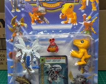 Vintage 1999 Digimon Bootleg Figures Sealed Blister Pack Rare Retro Collectible Original Packaging 90s Toy