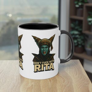 Power Rangers inspired Dont Fuk With Rita Two-Tone Coffee Mug | Retro 90s Villain Humor