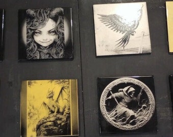 Don't Miss Out!!! Laser engraved 6x6 inch engraved tiles are unique and mind-boggling each comes with a free stand for display purposes. BO