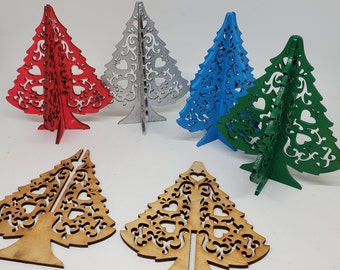 Unpainted Wood Christmas Tree Kit: DIY Tabletop Display (Unassembled)
