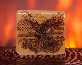 Buy American Flag and Eagle Patriotic Wall Decoration. This 3D engraved indoor wall hanging features the American Flag and Eagle Engraved.