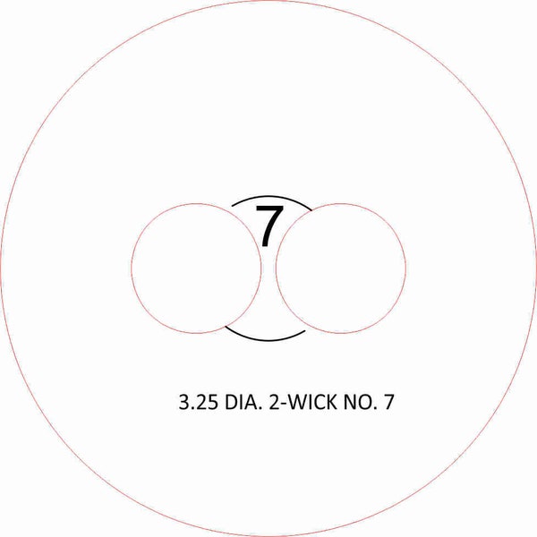 We offer Candlewick bottom wick templates for a diameter of 3.25 inches. Our wick span ranges from No. 7 to 13 to guarantee proper placement