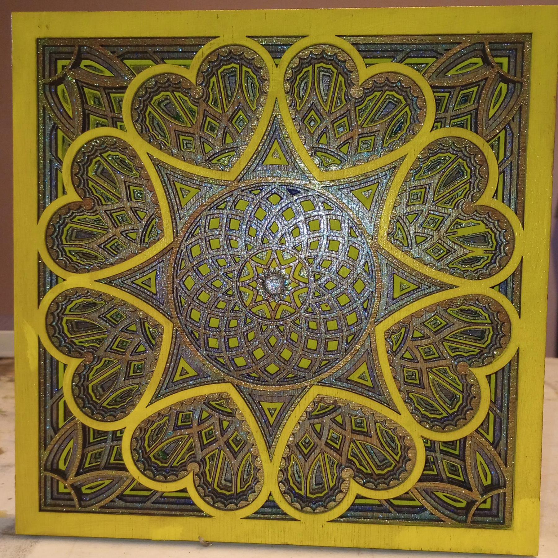 NEW Square 8-inch Hand-painted Mandala Heart Pattern Multi-layered ...