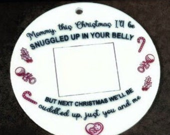 Make your first Christmas together memorable with a personalized Mommy Christmas ornament featuring your ultrasound image, new mommy gift