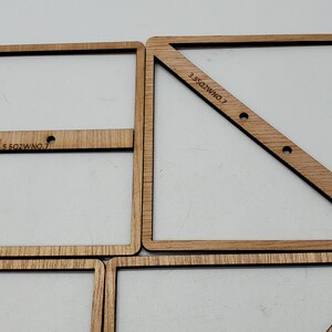 4-inch square and 4-inch 45-degree candle holders.
I'm selling laser-cut wooden candle wick holder templates. You use these templates to position a dual-wick candle support while you add wax. The templates come with varying spans, including the size of each of the two holes.