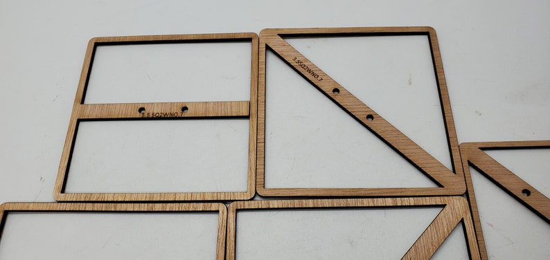 4-inch square and 4-inch 45-degree candle holders.
I'm selling laser-cut wooden candle wick holder templates. You use these templates to position a dual-wick candle support while you add wax. The templates come with varying spans, including the size of each of the two holes.