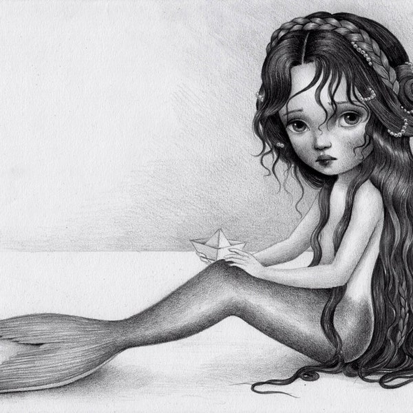 NAMIDIA. Original Mermaid Drawing by artist Raul Guerra