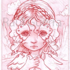 Crimson Sketch. Matita colorata su carta da 80 g. Opera originale di Raul Guerra.