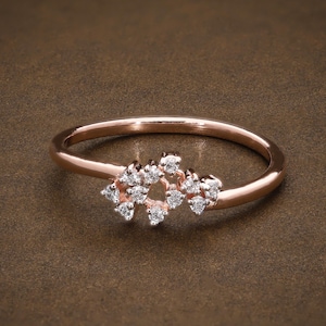Minimal Thin Silver Cluster Ring Petite Diamond Ring Natural Diamond Engagement Ring Stacking Diamond Ring Pinky Ring For Women Promise Ring