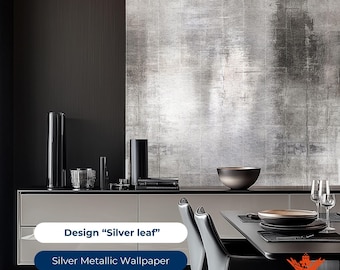 Metallic Silver Wallpaper Mural – Handcrafted Textured Wallpaper