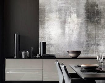 Silver Wallpaper Mural – Handcrafted Metallic Textured Wallpaper