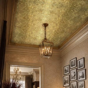 Papel pintado de óxido de oro / Acabado de techo con pan de oro auténtico, revestimiento de pared metálico vintage