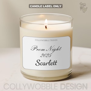 Etichetta per candela per la notte del ballo di fine anno / Adesivo personalizzato con nome e anno 7x5,5 cm / Etichetta regalo personalizzata per il ballo di fine anno / Ricordo per adolescenti Adesivo elegante per la notte del ballo di fine anno